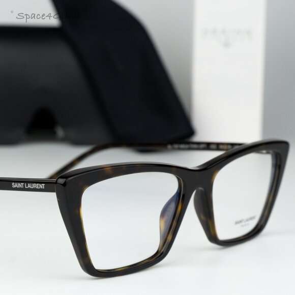 BRAND NEW Saint Laurent SL737 MICA THIN OPT 002 Havana Cat Eye Unisex Eyeglasses - Picture 3 of 9